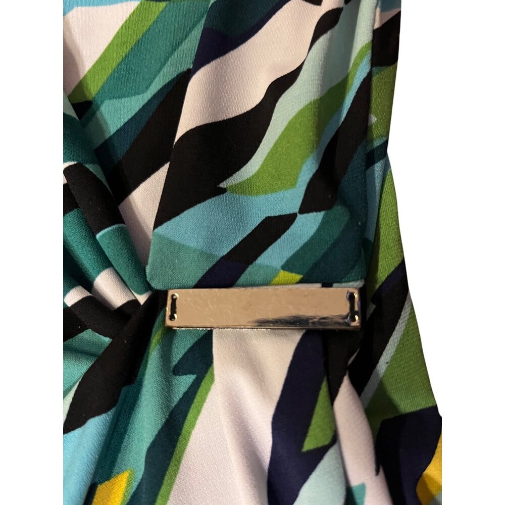 Dressbarn Blouse Womens L Used Geometric Pattern Metal Gathering on Side - Picture 5 of 10